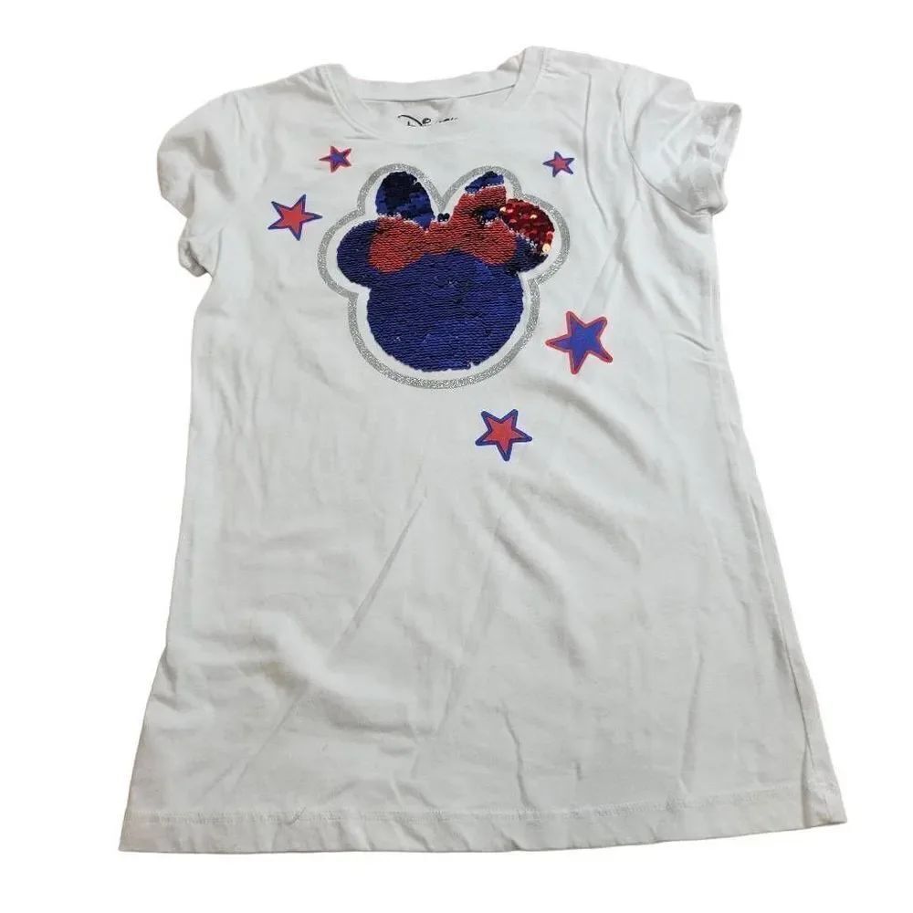 Disney Minnie Mouse flip sequins patriotic shirt L10/12